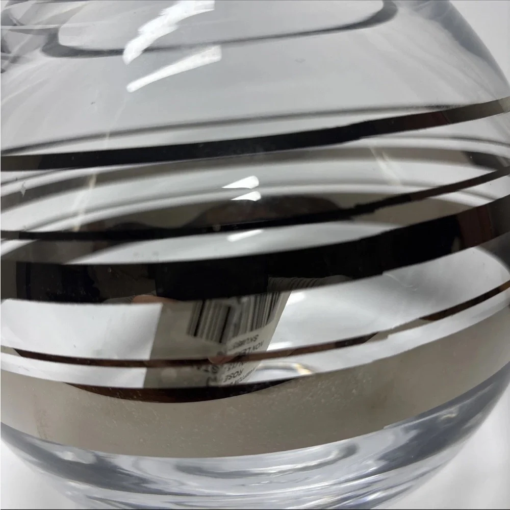 Lenox Kate Spade Crystal Rose Bowl Vase Hampton Street platinum stripe Heavy
